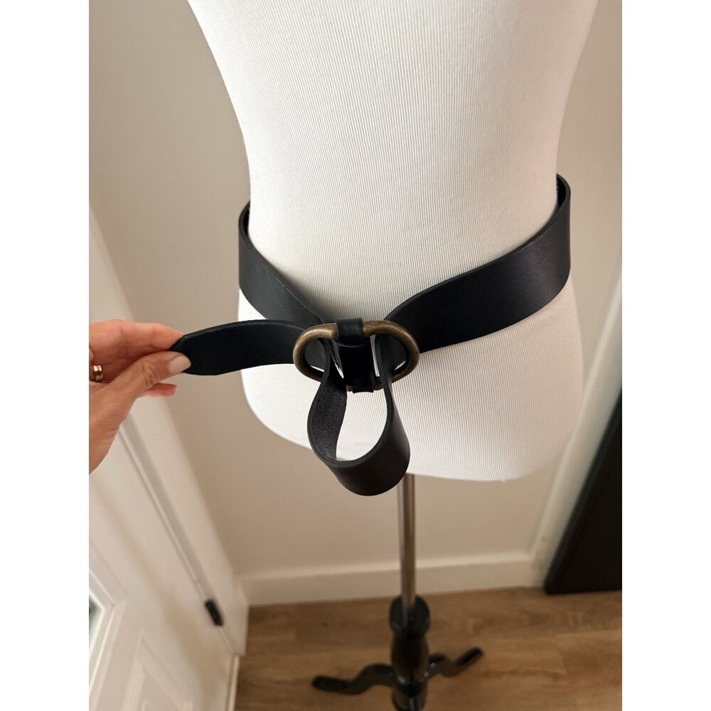 Martina Mori Anthropologie Leather Belt Womens L Black Italy Brass Buckle Wrap - Picture 6 of 11